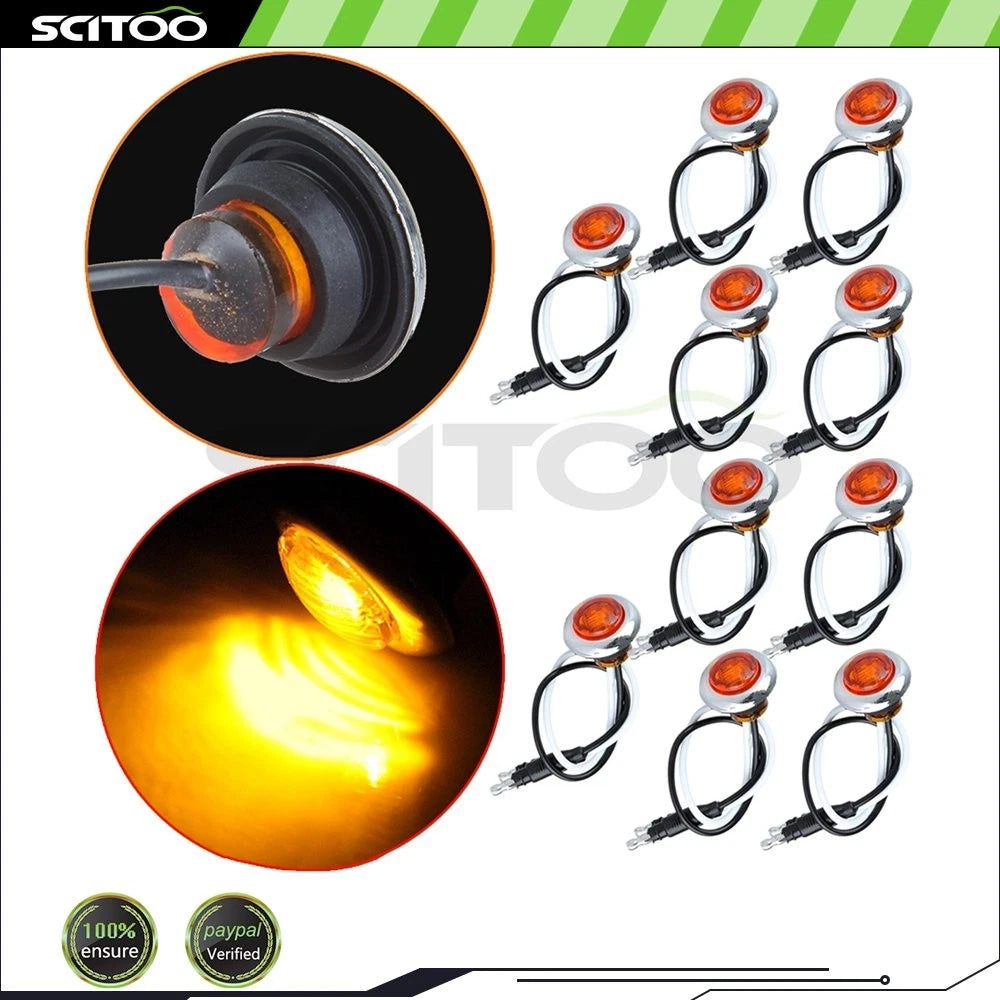 10PCS Amber 3/4" LED Side Marker Light for Freightliner