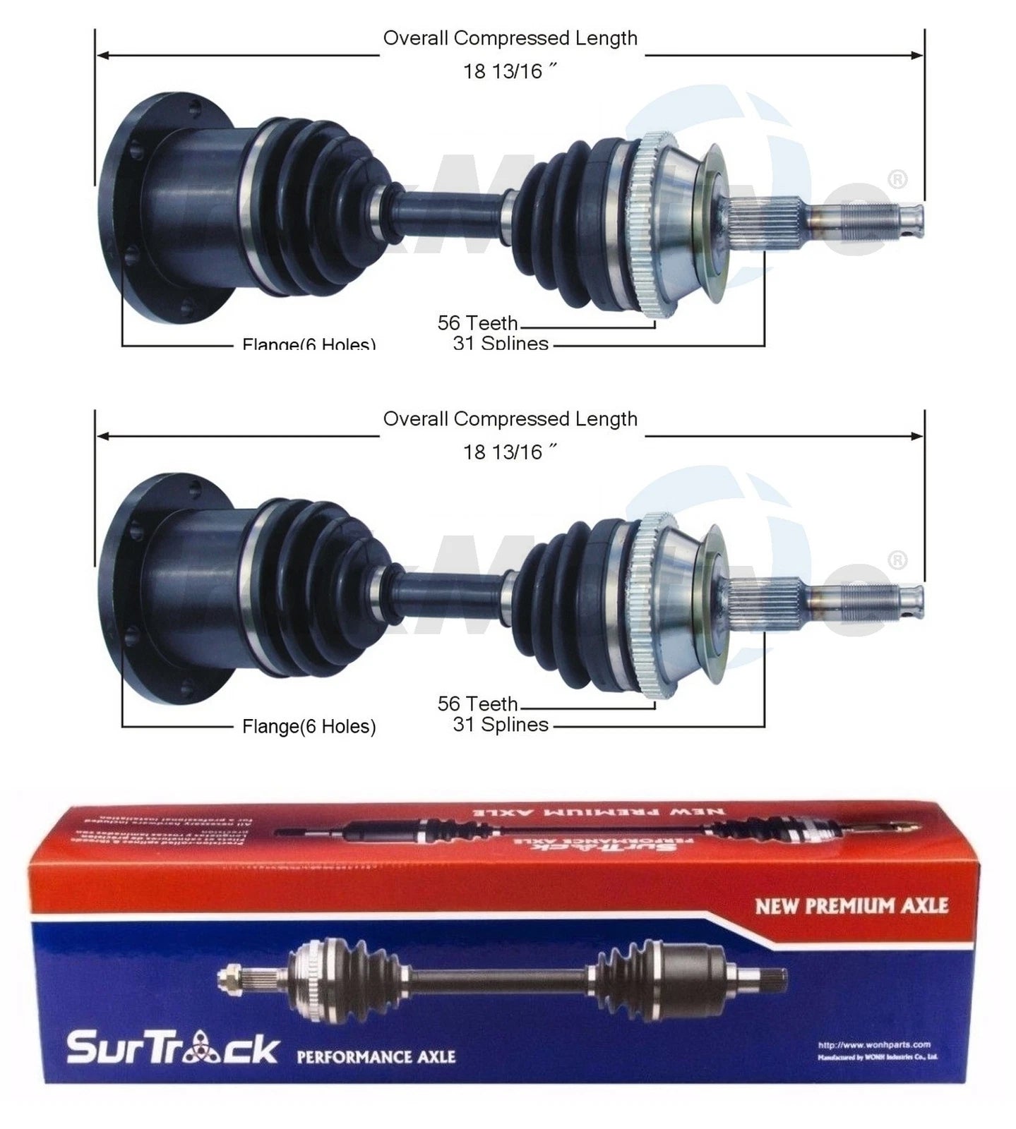 Set of 2 Front CV Axle Shafts for Dodge Dakota (1991–1996)