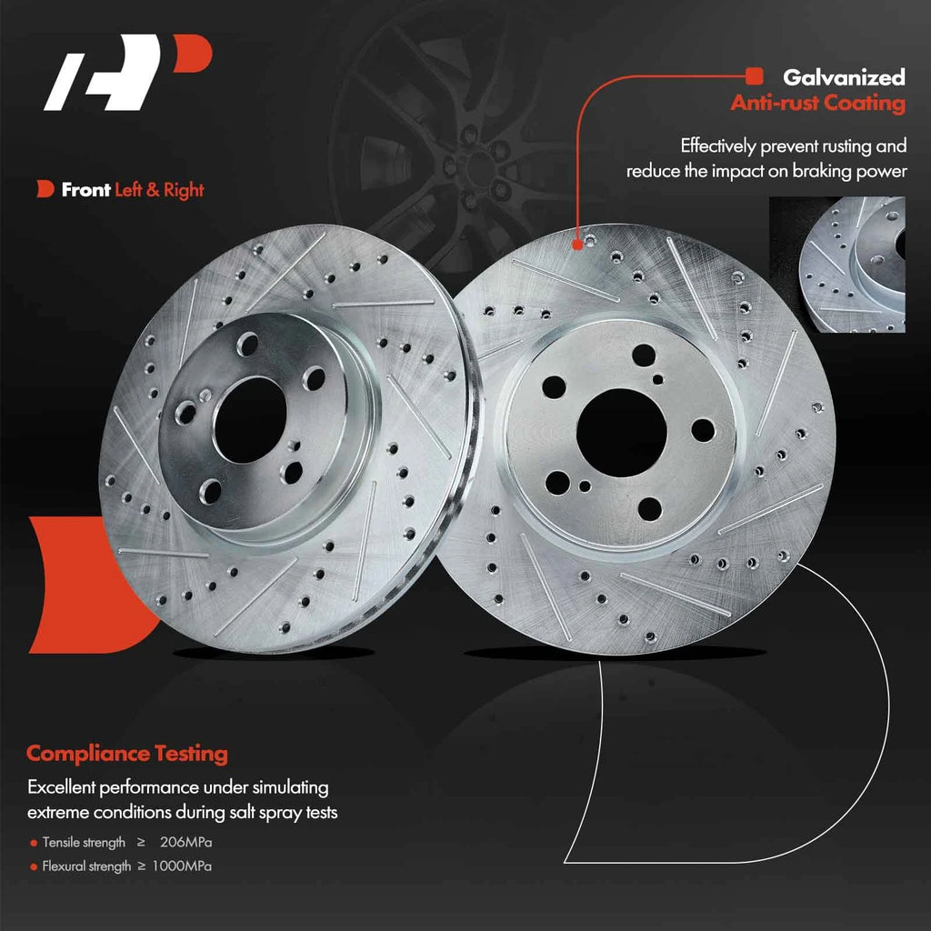 Front Drilled Rotors for Toyota Corolla Matrix Pontiac Scion (2009–2019)