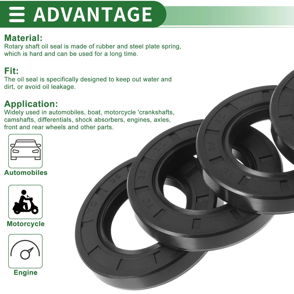 Set of 5 Oil Seal Rotary Shaft Seal NBR Rubber 35x60x10mm