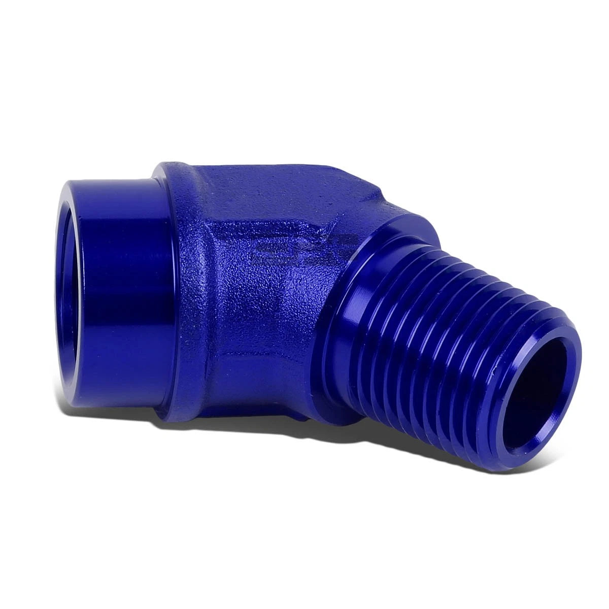 1/2" NPT Male 45 Degree to 1/2" Female Hose Fitting - Blue Aluminum Finish