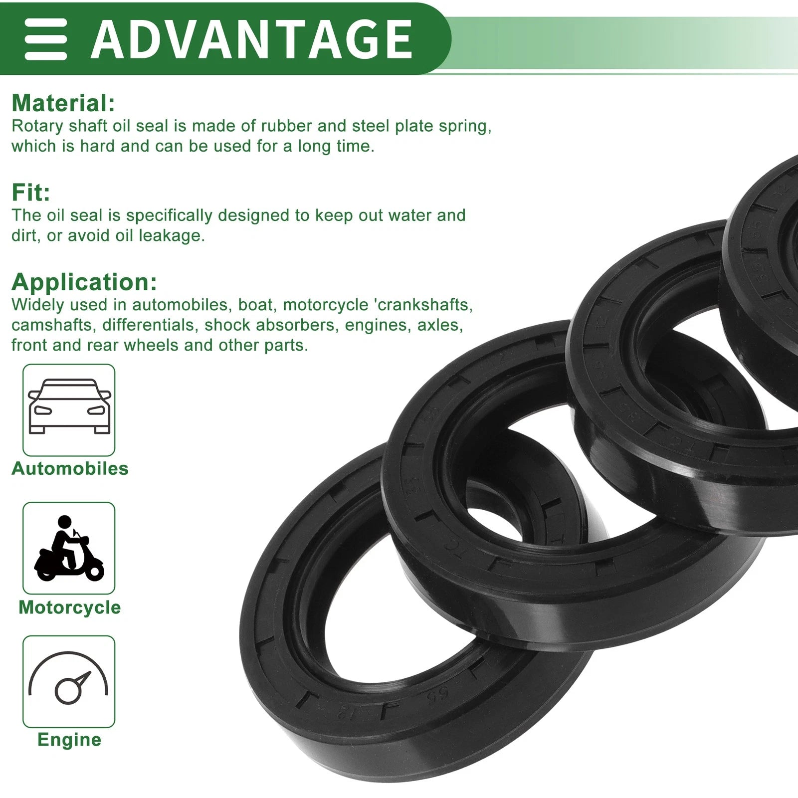 Set of 5 Oil Seal Rotary Shaft Seal NBR Rubber 35x55x12mm