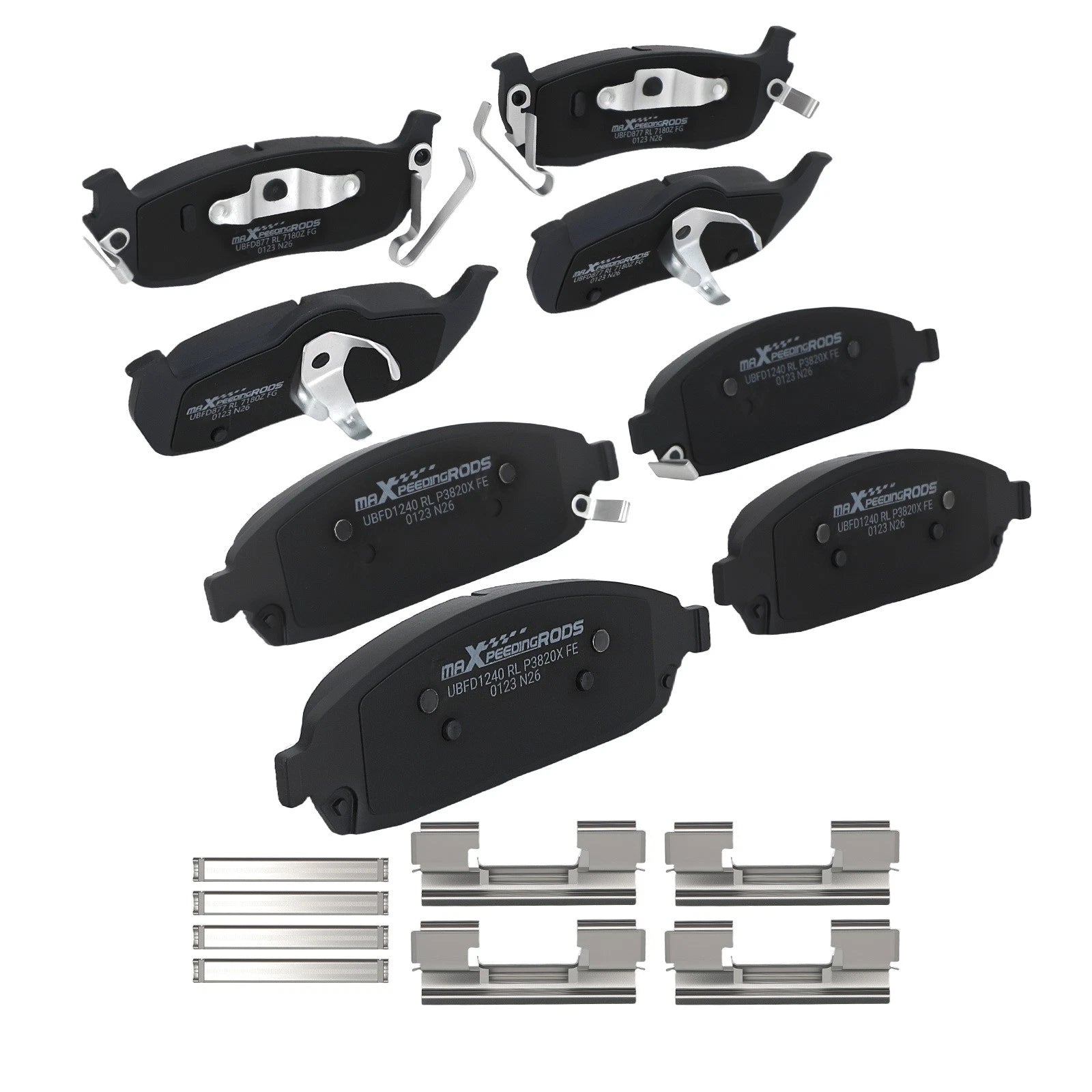 8pcs Brake Pads Set for Jeep Commander (2006–2010) D1041 w/Hardware