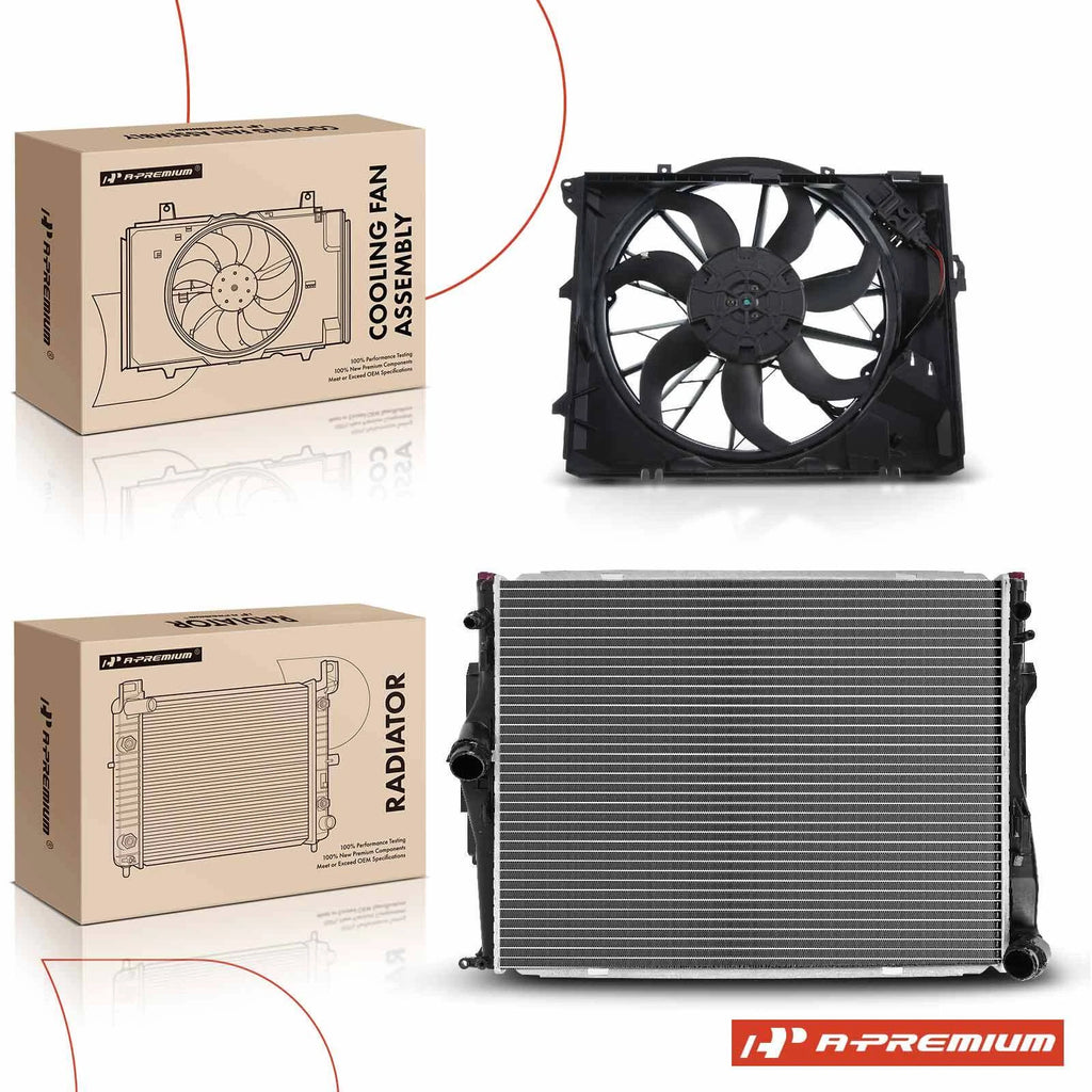 Radiator & Cooling Fan Assembly Kit for BMW 128i, 323i, 325i, 325xi, 328i (2008–2013)
