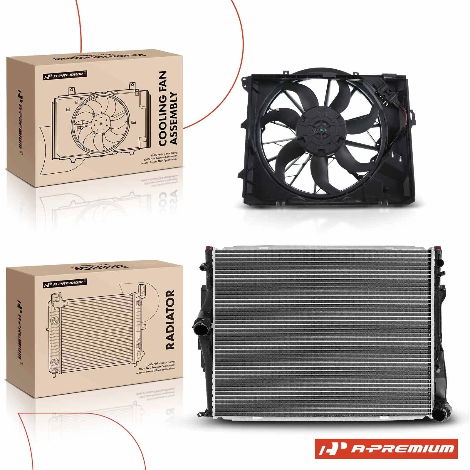 Radiator & Cooling Fan Assembly Kit for BMW 128i, 323i, 325i, 325xi, 328i (2008–2013)