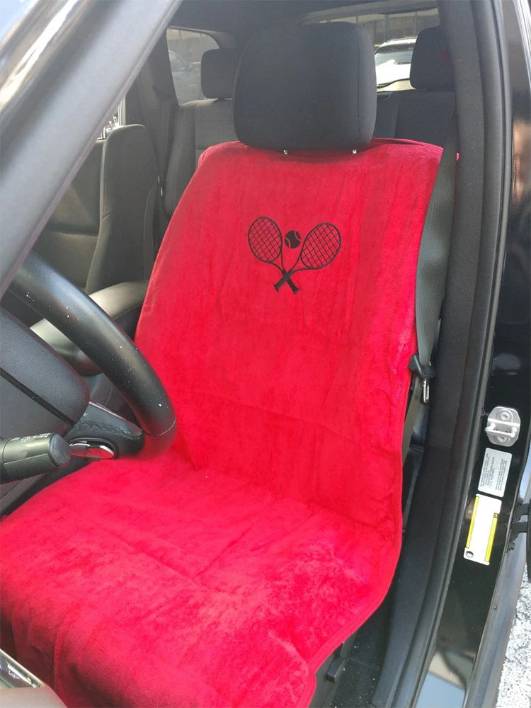 Seat Armour Red Terry Cloth Seat Cover w/Tennis Racquet Logo - SAR164R