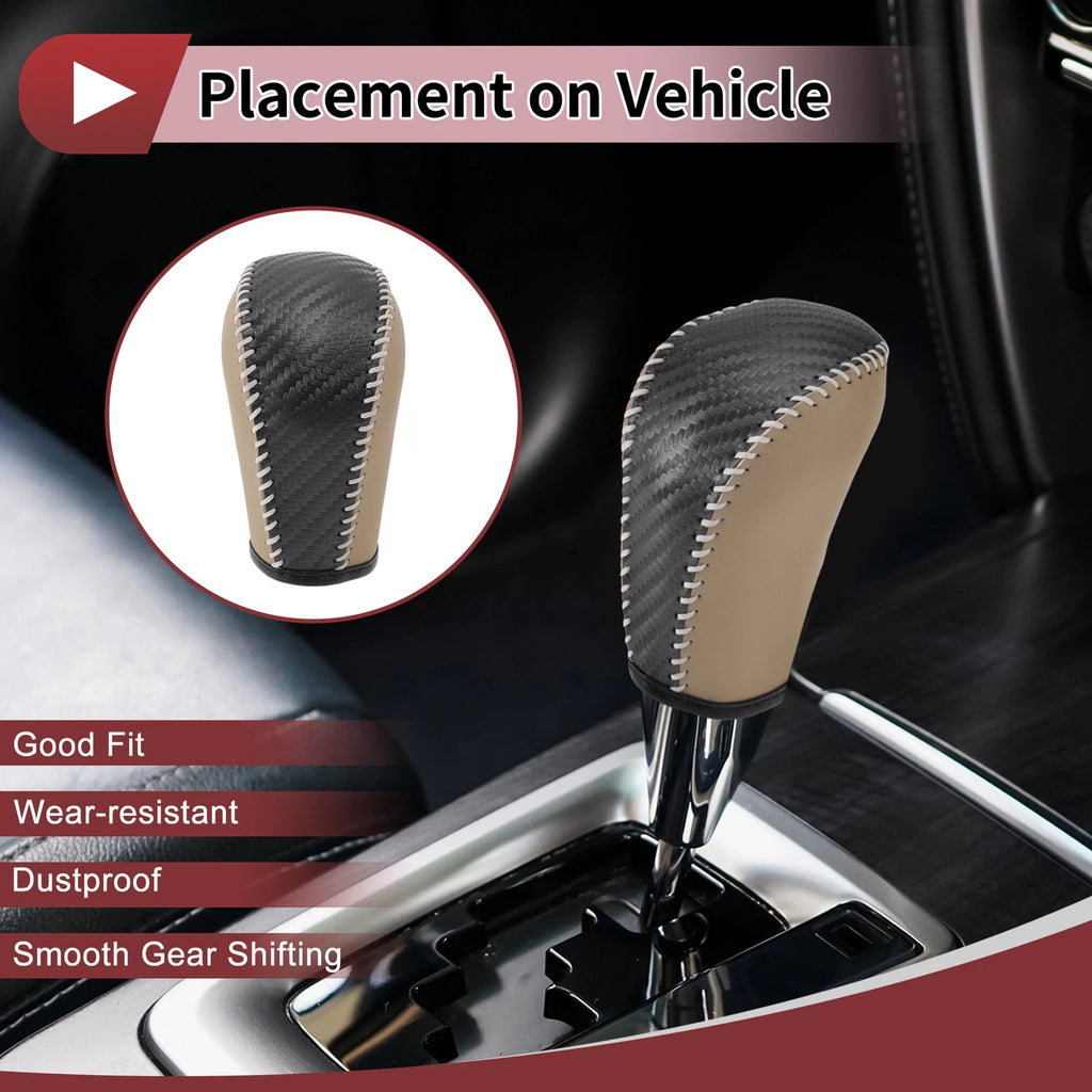 1 Pc Gear Shift Knob Cover for Subaru Forester (2006–2012) Beige Faux Leather