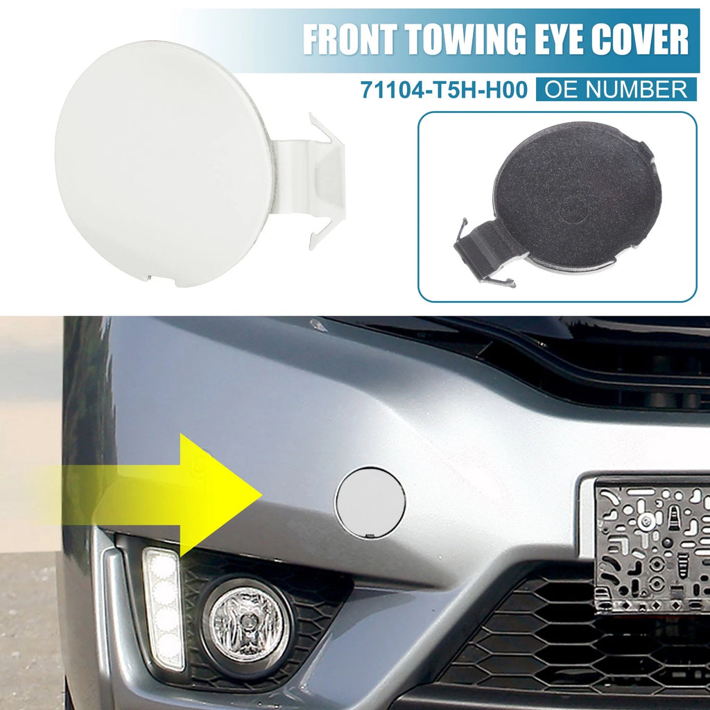 Front Bumper Tow Hook Cover 71104-T5H-H00 for Honda Fit Jazz (2014–2017) White