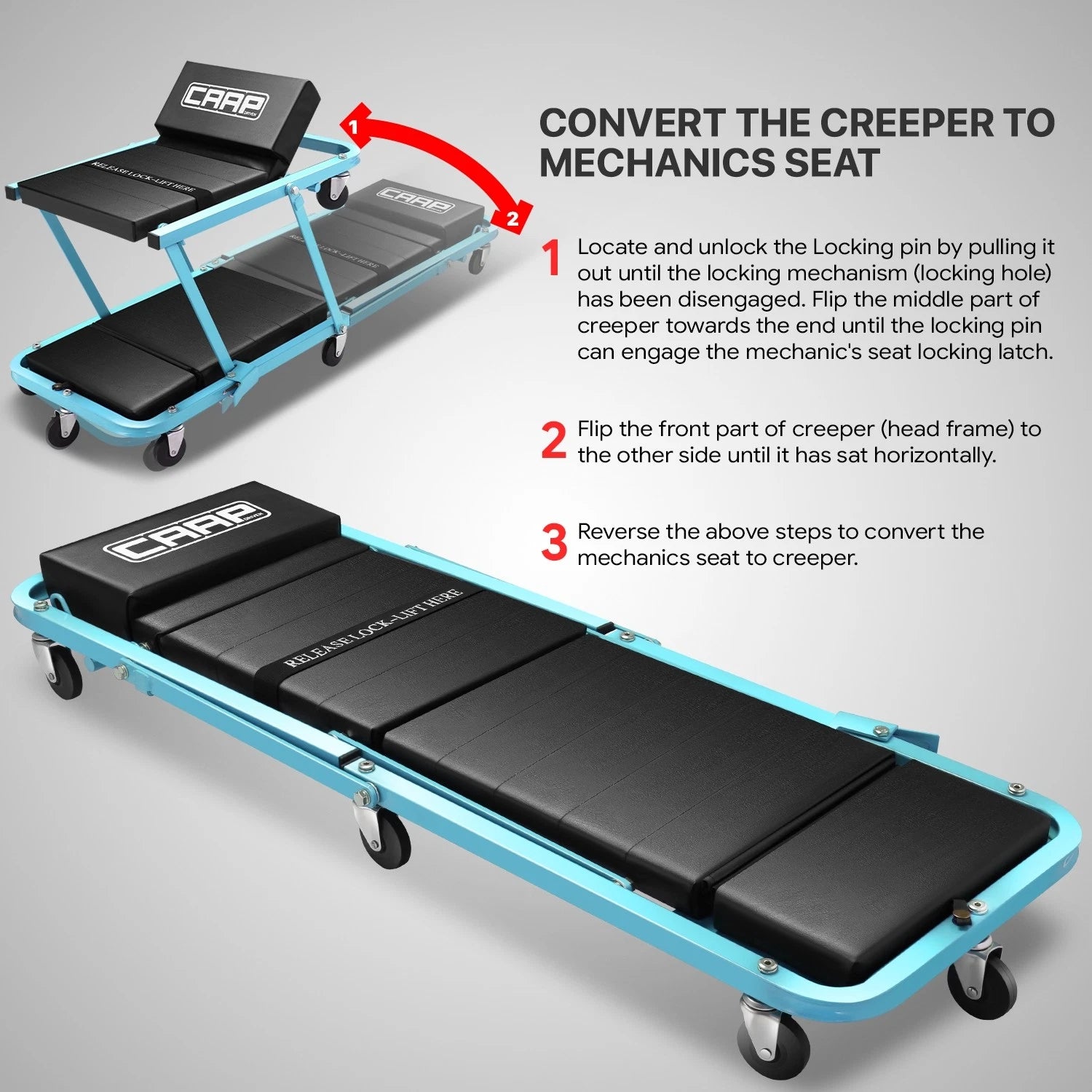 2X Rolling Creeper for Universal Use (48" x 18" x 6", 330lb Capacity)