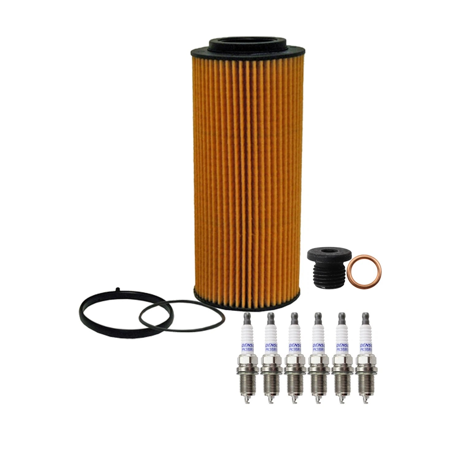 Wix Engine Oil Filter & Denso Spark Plugs Set for Audi A4 A5 Quattro (2005–2009)