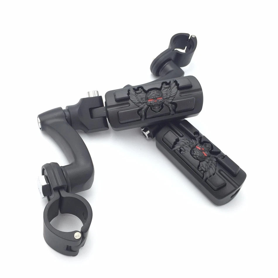 1" Black Wing Zombie Sull Foot Peg for Harley Davidson Sportster 883 1200