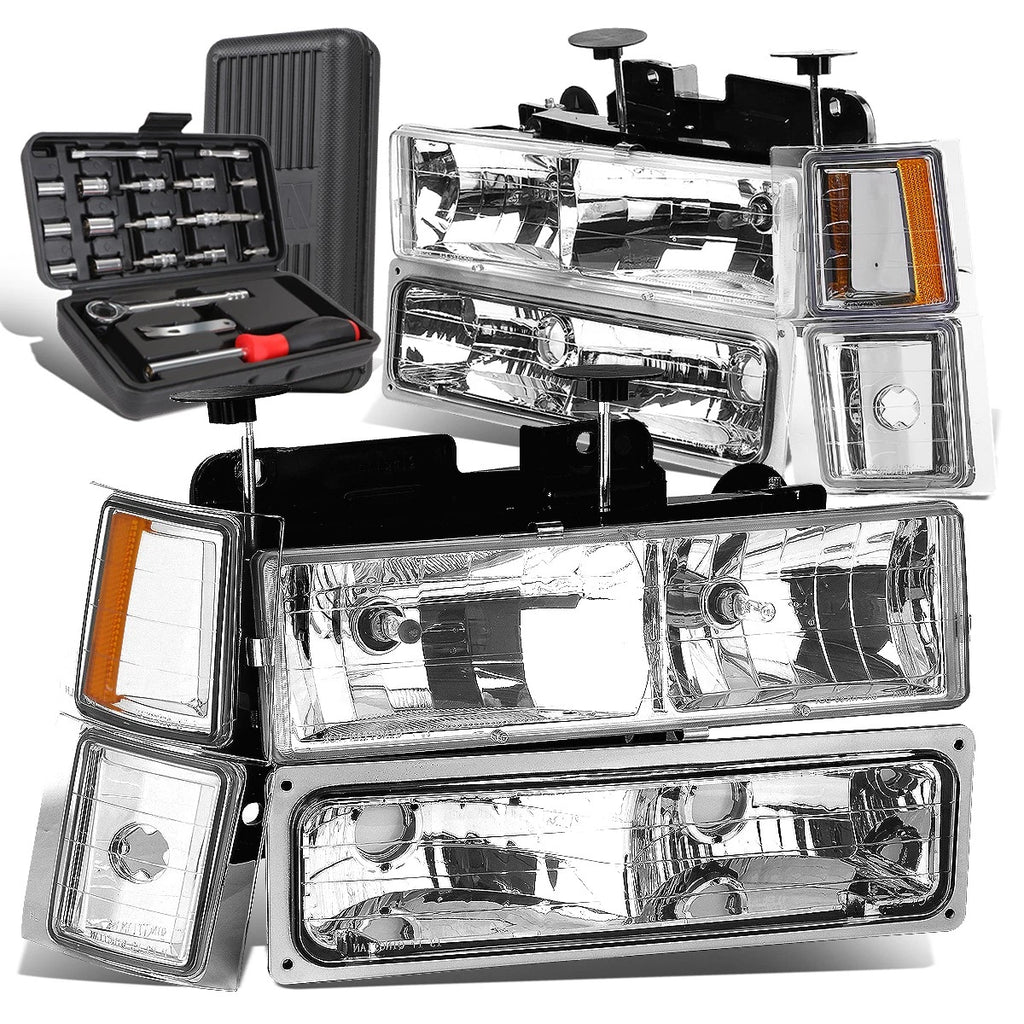 Set of 2 Chrome Headlight Amber Bumper Lamps for C/K 1500 2500 3500 (1994–1999)