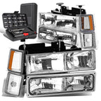 Set of 2 Chrome Headlight Amber Bumper Lamps for C/K 1500 2500 3500 (1994–1999)