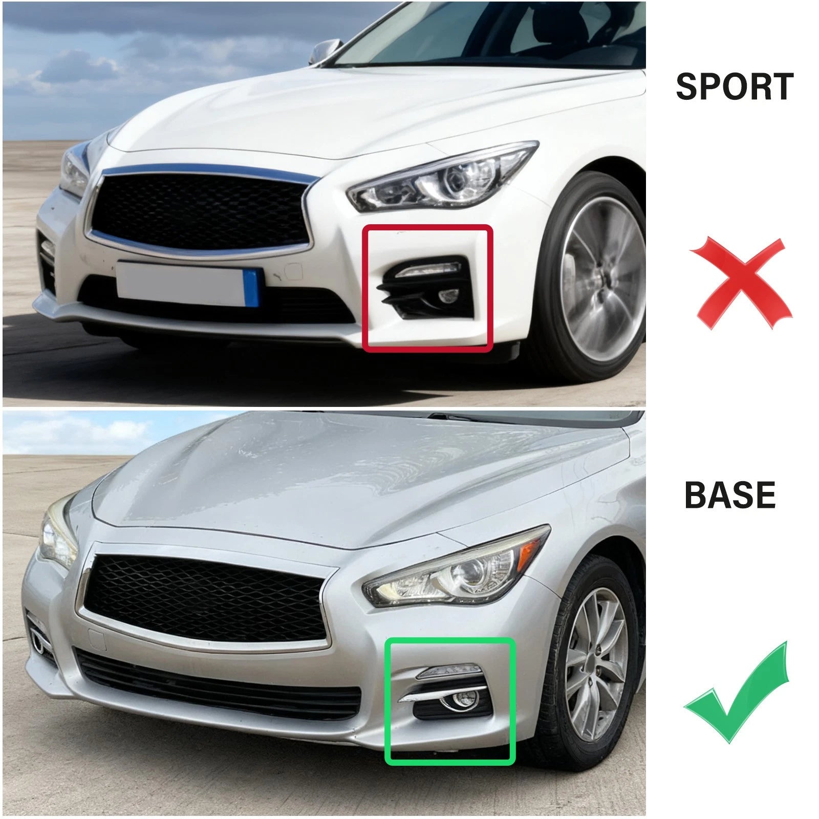 Front Bumper Lip Spoiler Splitter for Infiniti Q50 (2014–2017)