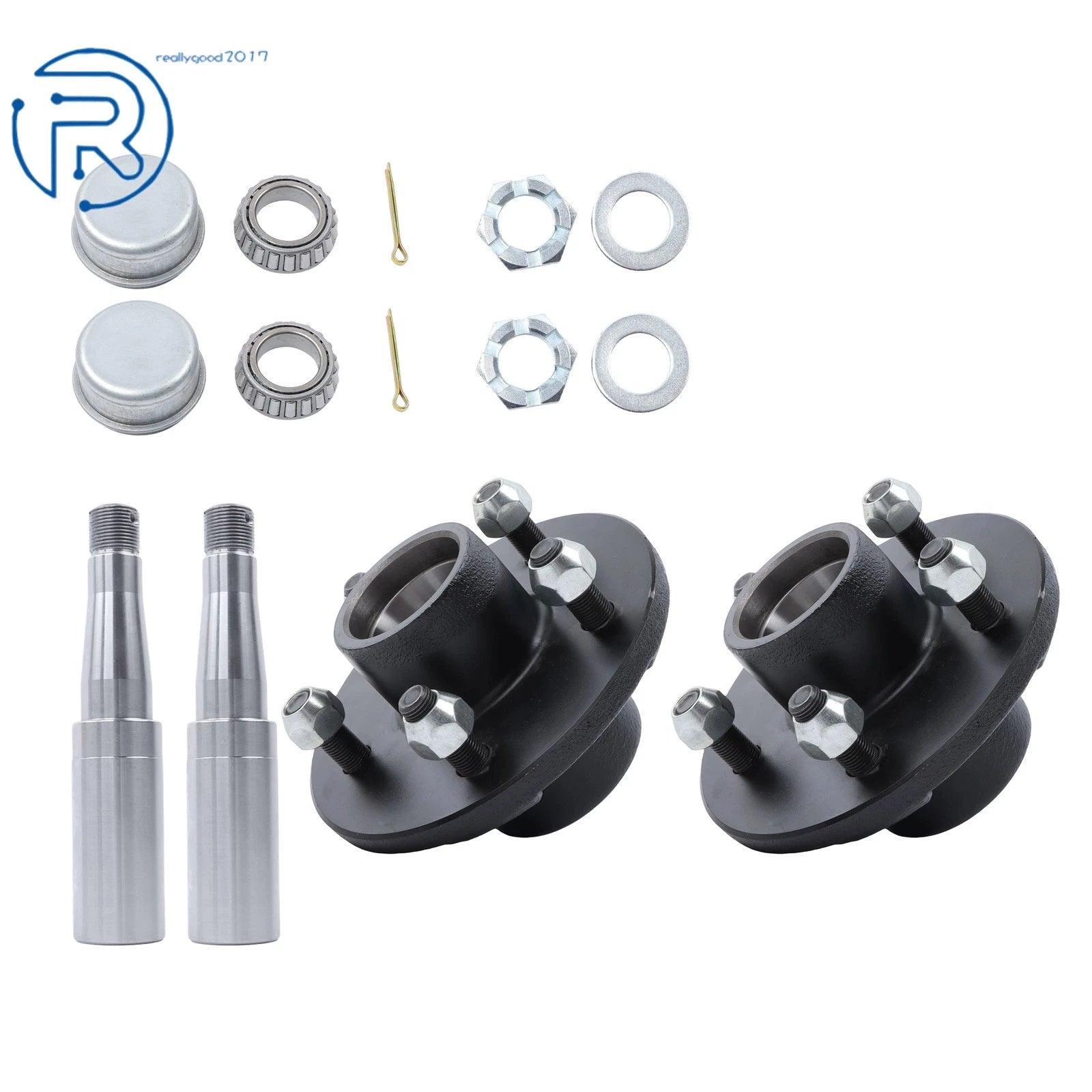 2 Pack Trailer Axles 5-Lug 3500 lbs on 4-1/2" Bolt Hub Assembly