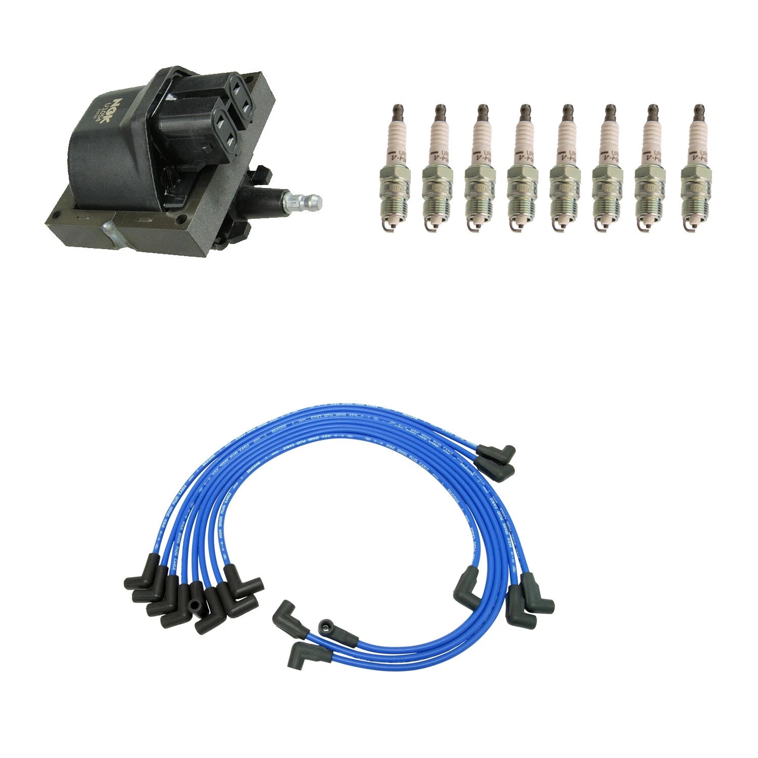NGK Ignition Coil Wires & 8 Nickel Spark Plugs Kit for Blazer C1500 V3500 (1990–1995)
