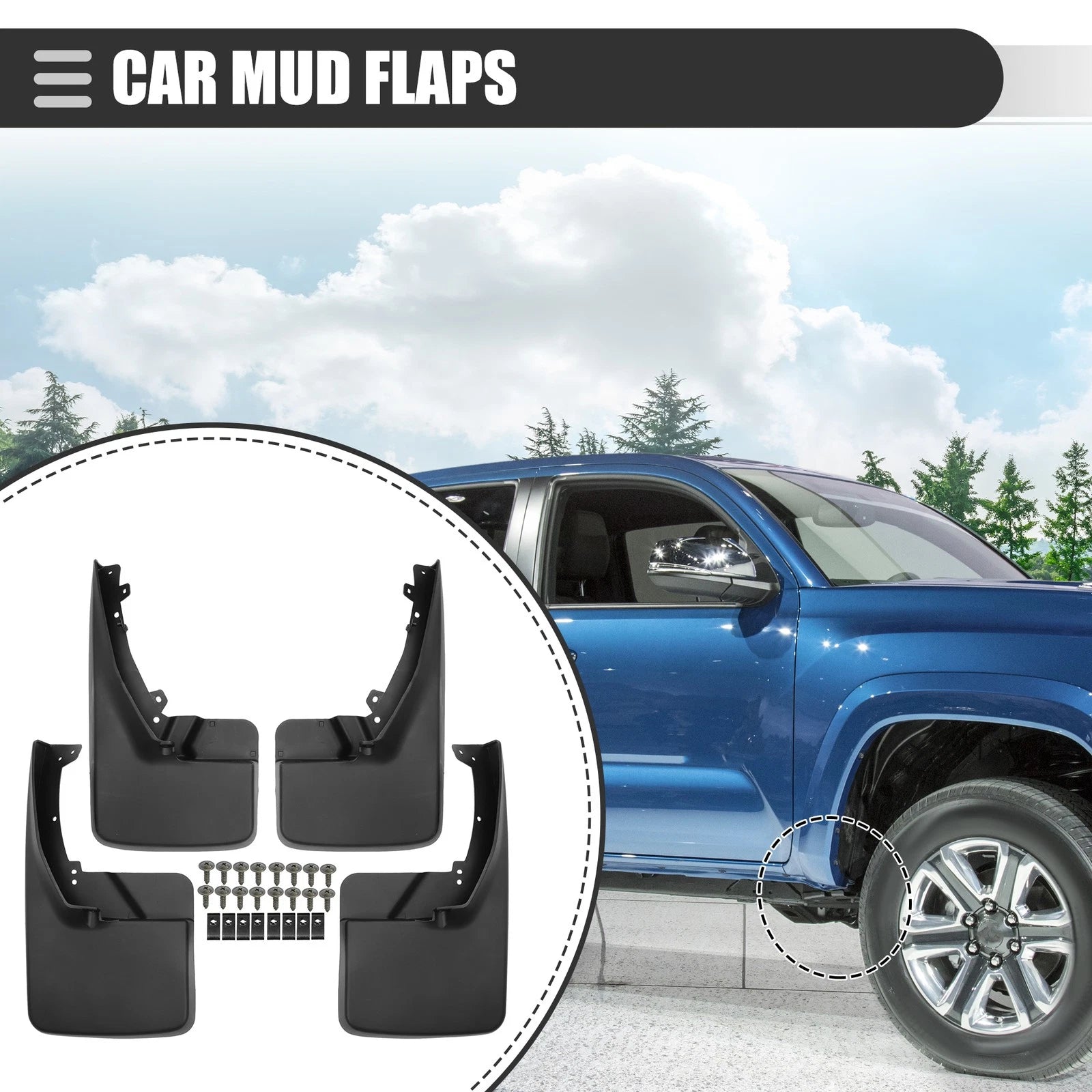 Set of 4 Mud Flaps Splash Guards for Dodge Ram (2009–2018)