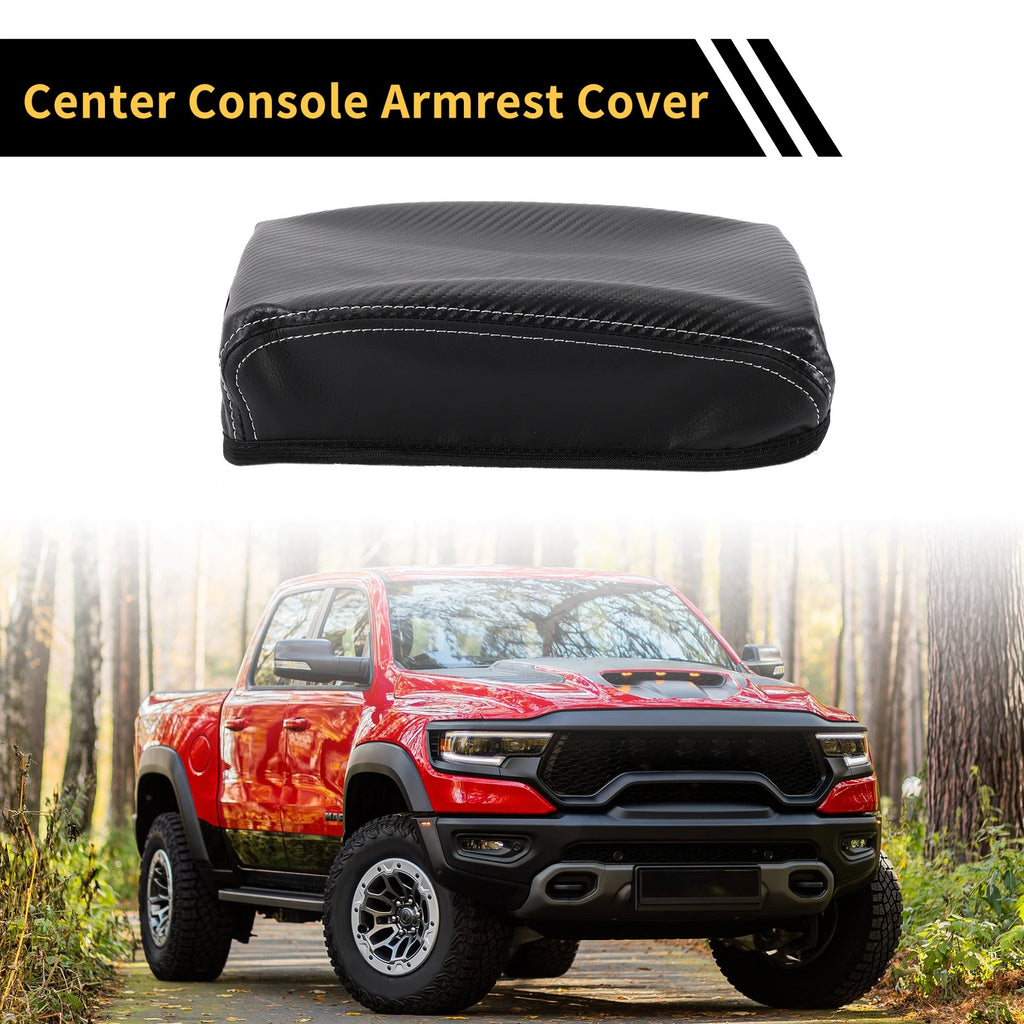 Center Console Lid Armrest Cover for Toyota Tacoma (2016–2020) Faux Leather Black