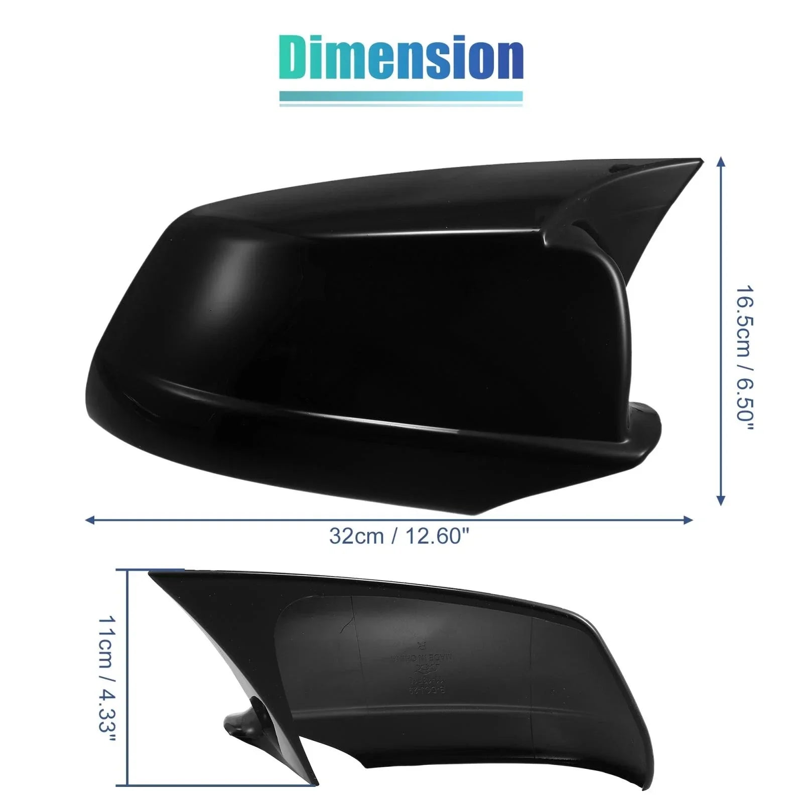 Door Wing Rearview Side Mirror Cover Cap Black for BMW 535i GT (2011-2013)
