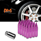 Set of 20 M12X1.5 Purple JDM Hex Spiked Wheel Lug Nuts + 20mm Extension