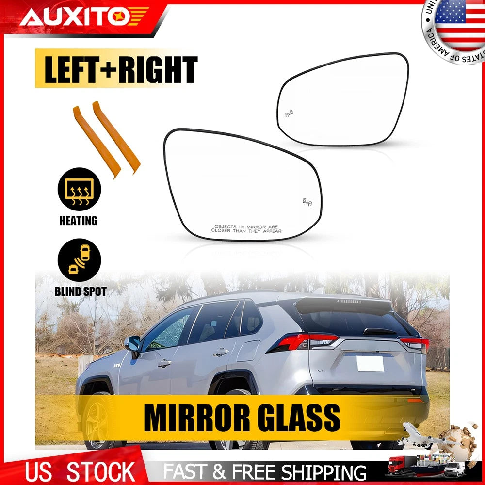 Pair Heated Side Mirror Glass with Blind Spot for Toyota Rav4 (2019–2025)