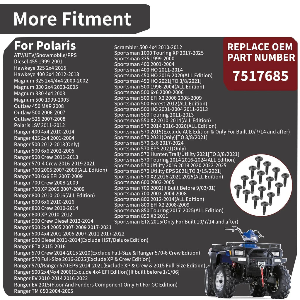 16x Body Rack Bolts for Polaris Classic Dragon Fusion
