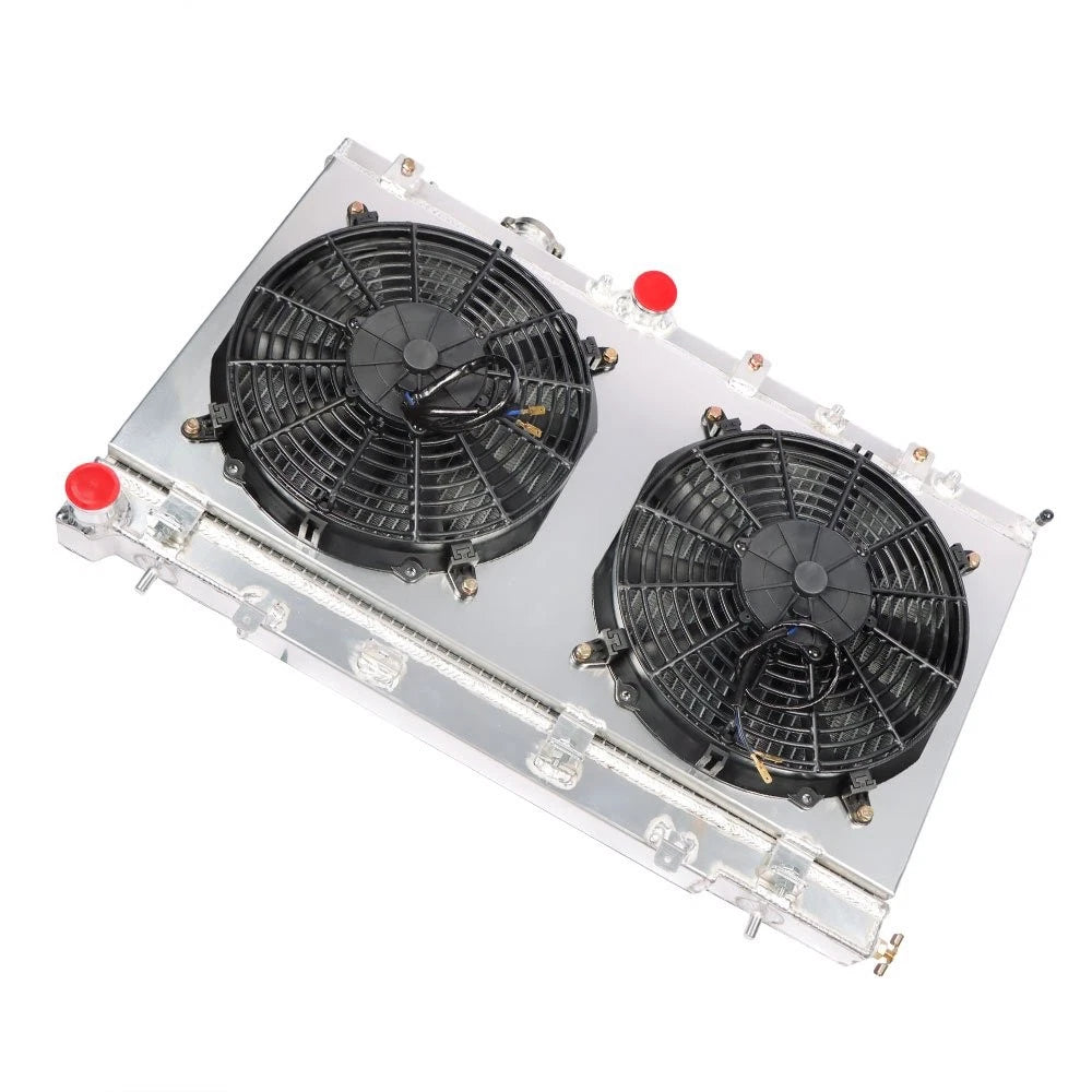 2-Row Aluminum Racing Radiator with 12V Fan Shroud for Subaru Impreza WRX STI (2002–2007)