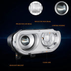Right Side Projector Headlight Lamp Chrome for Dodge Challenger (2008–2014)