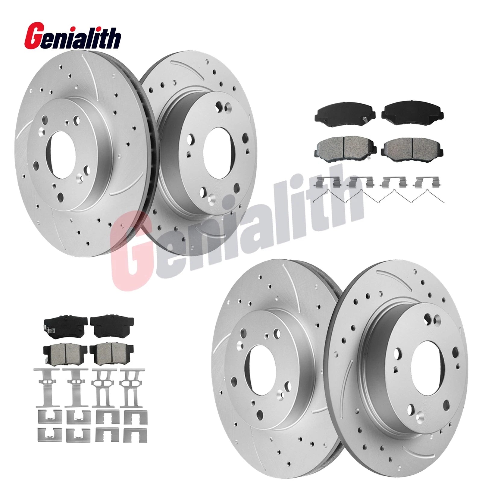 Front Rear Drilled Rotors Brake Pads for Honda Accord (2003–2007)