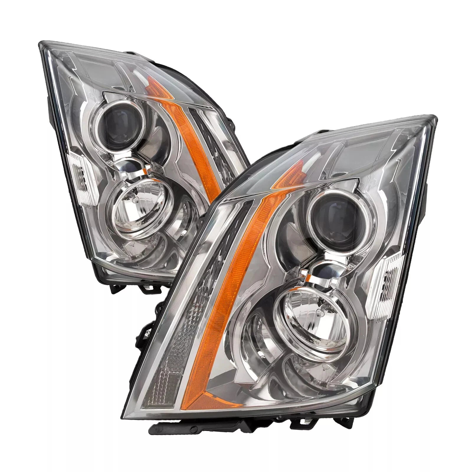 Halogen Headlight Set for Cadillac CTS (2008–2014) w/Bulb Chrome Left+Right