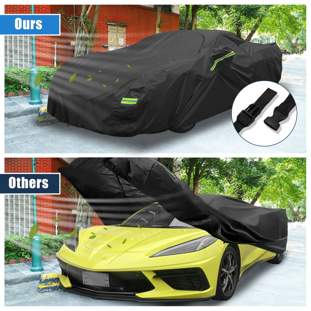 Waterproof Car Cover for Chevrolet Corvette C8 (2020–2022) with Zipper Black