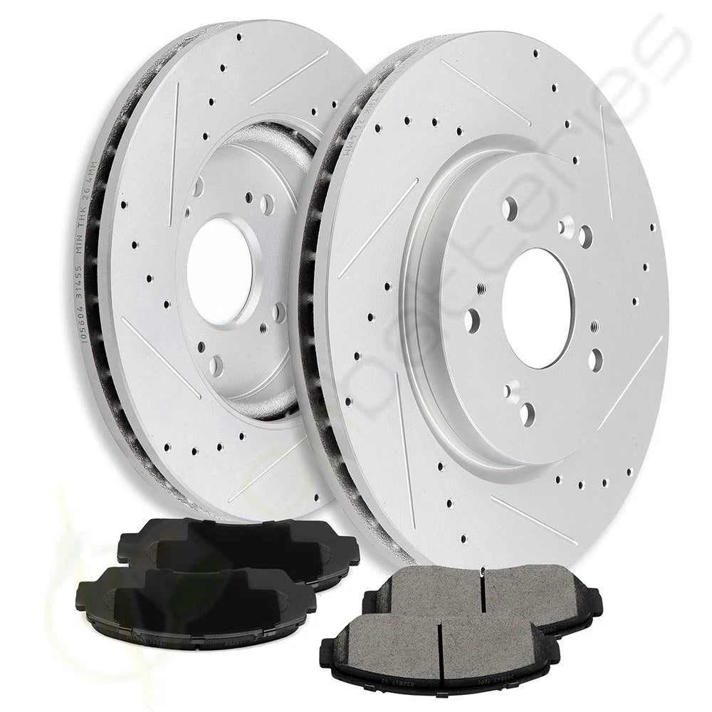 Front Brake Rotors and Ceramic Pads for Honda Crosstour (2012–2014)