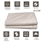 10'x20' Heavy Duty Waterproof Vinyl Tarp Cover for Patio Shelter