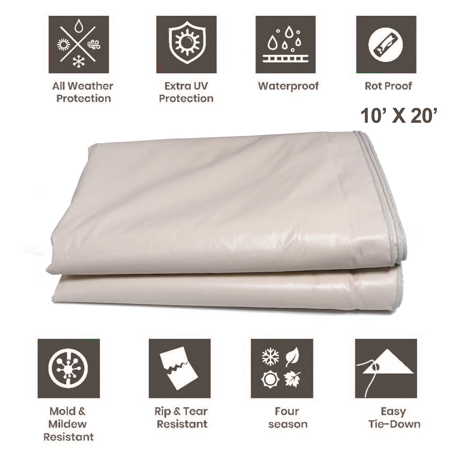 10'x20' Heavy Duty Waterproof Vinyl Tarp Cover for Patio Shelter