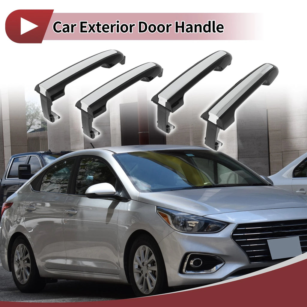 Set of 2 Car Door Handles Grip for Hyundai Sonata (No. 826513K500) Black Silver Tone
