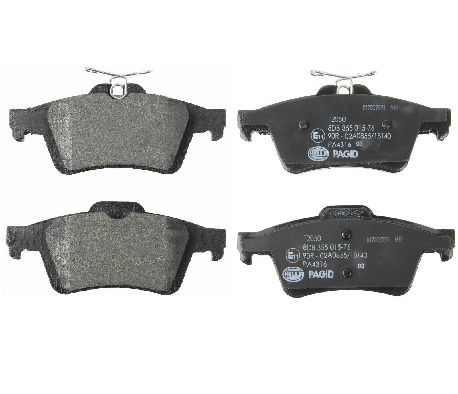 Set of 4 Hella Pagid 355015761 Rear Disc Brake Pads for Ford Focus, Mazda 5