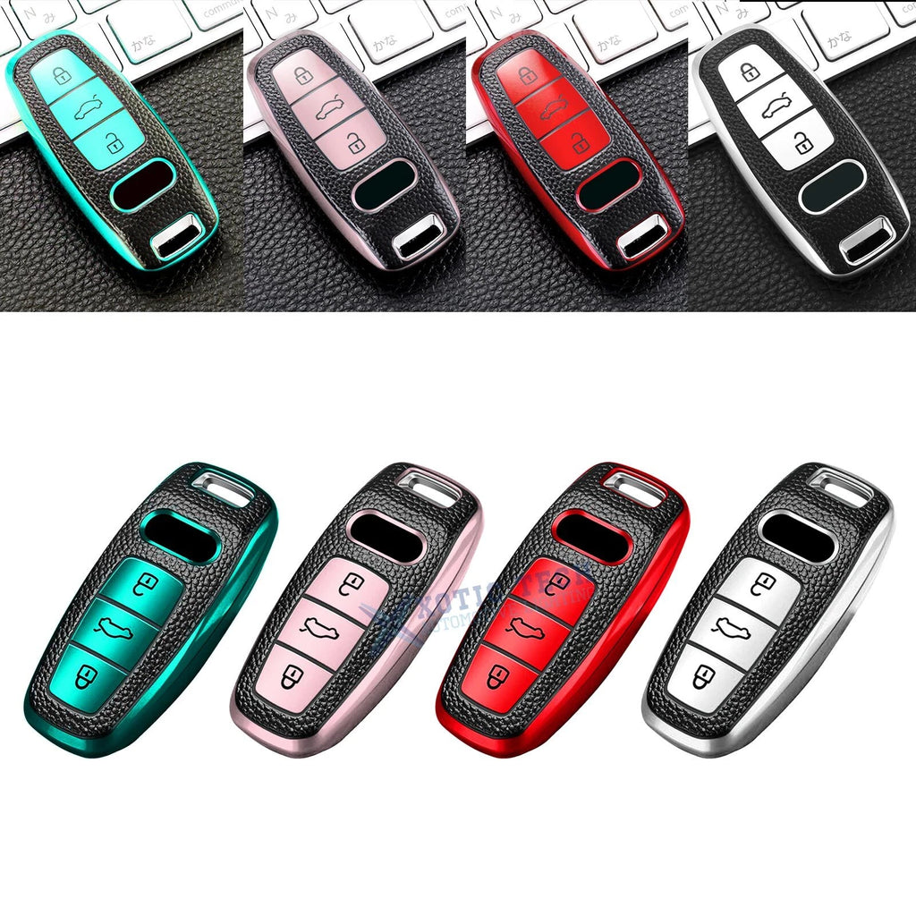 TPU Remote Key Fob Cover for Audi A3 A6L A8 e-Tron (2 Colors, 3 Buttons)