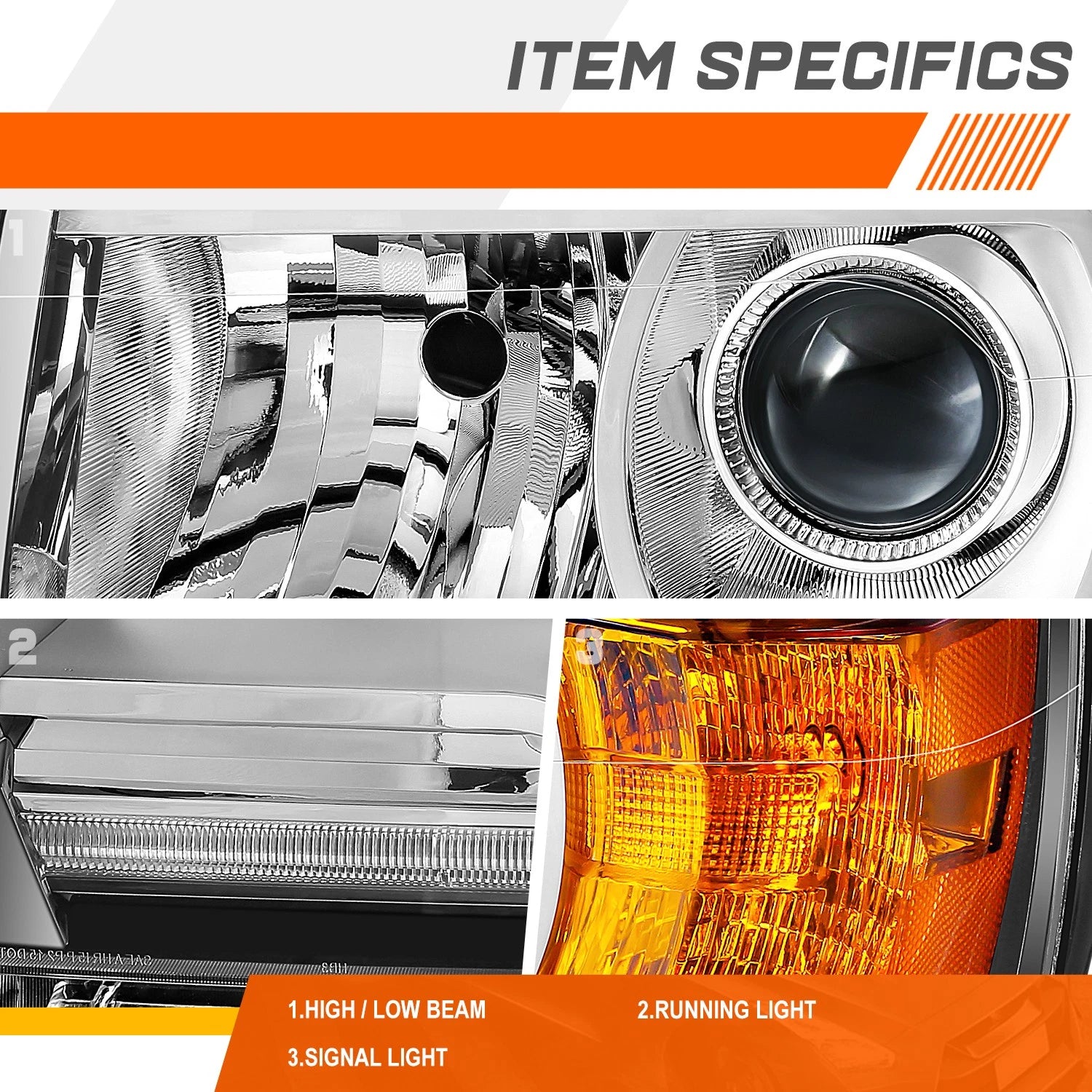 Driver Side Chrome Amber LED DRL Projector Headlight for GMC Canyon (2015–2022)