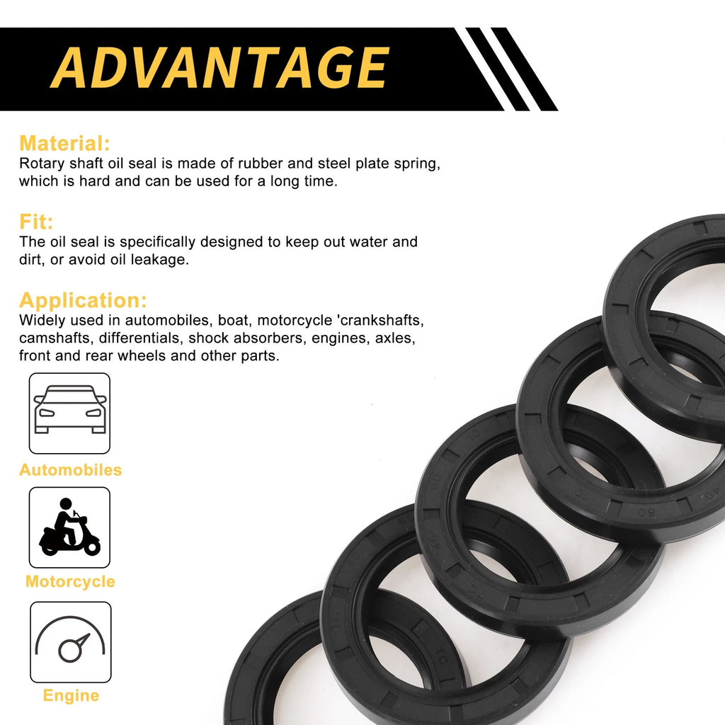 Set of 5 Oil Seal Ring 40x60x10mm NBR Rubber for Rotary Shaft