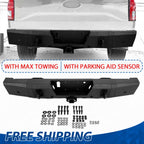 Heavy Duty Steel Rear Bumper for Ford F150 (2015–2020) w/ Tow Hitch & Sensor Holes