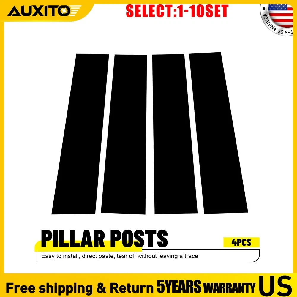 Glossy Black B Pillar Post Covers for Ford F150 (2015–2021)