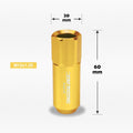 Set of 20 M12X1.25 Gold JDM Open End Aluminum Hex Lug Nuts + Spline Locks