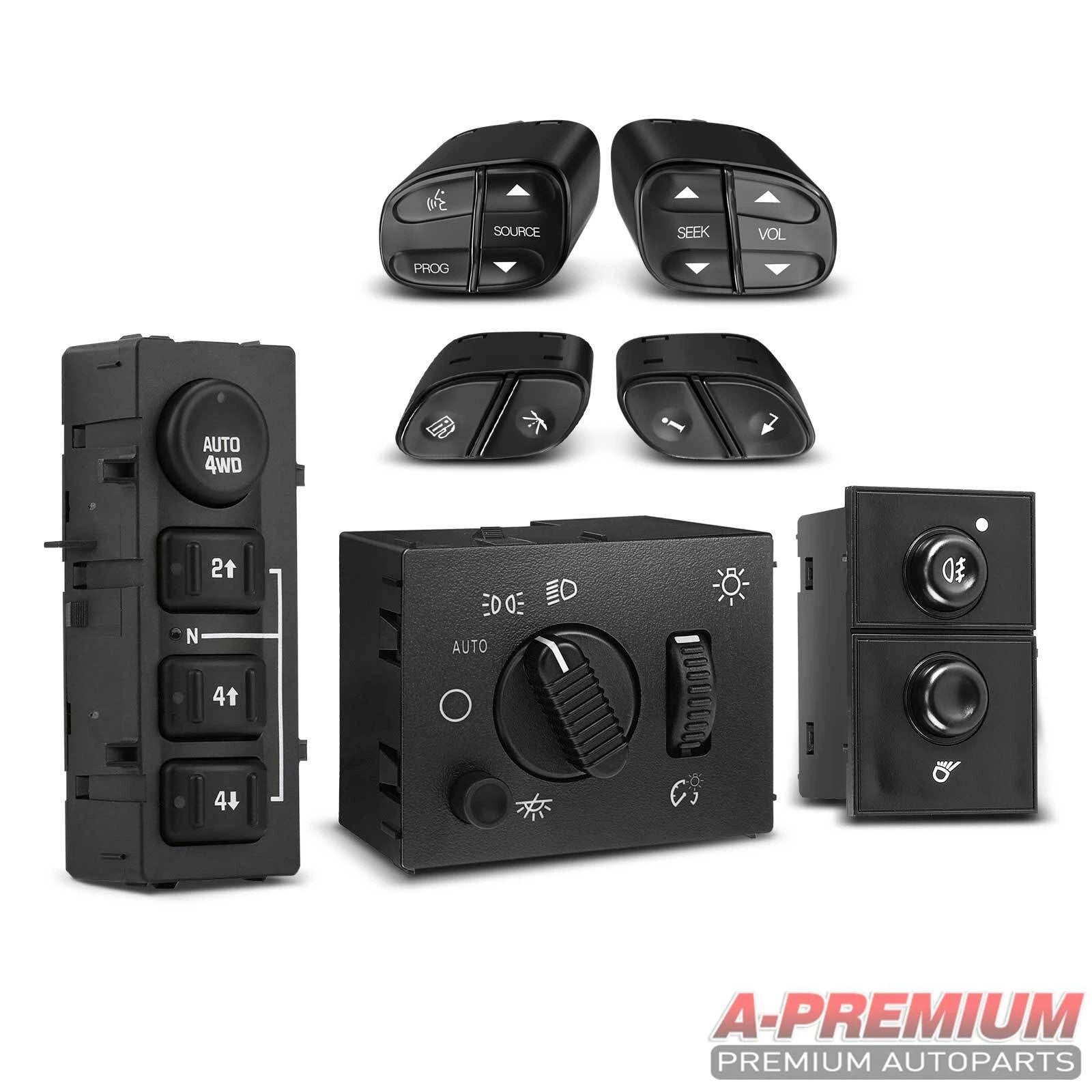 4WD Selector & Headlight & Fog Light Switches for GMC Chevy
