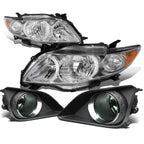 Chrome Housing Headlight + Amber Corner + Smoked Fog Lamps for Toyota Corolla (2009–2010)
