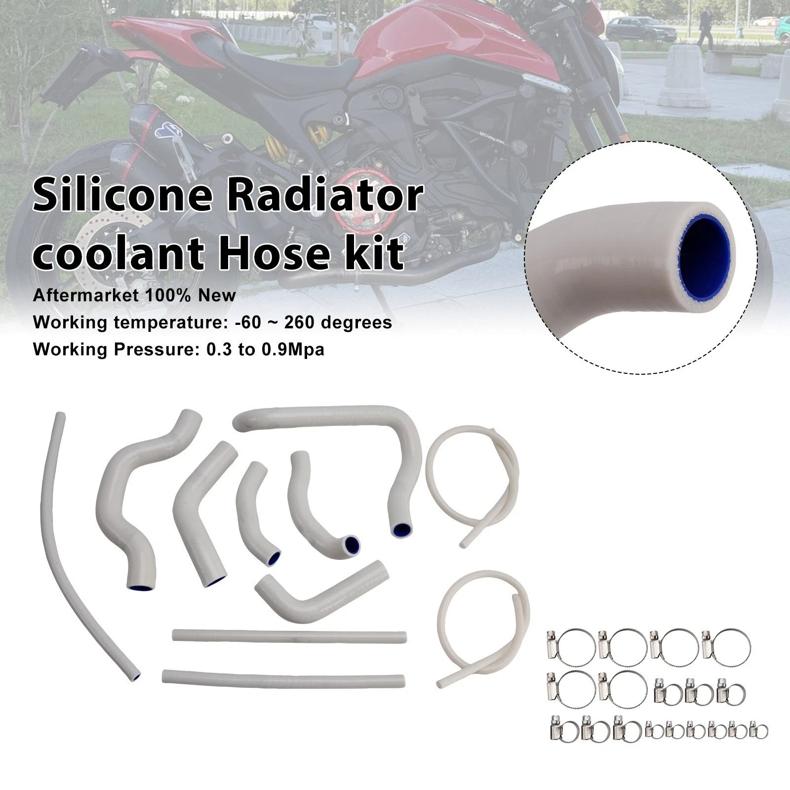 Silicone Radiator Coolant Hose for Ducati Monster 937 (2021–2025) White#19