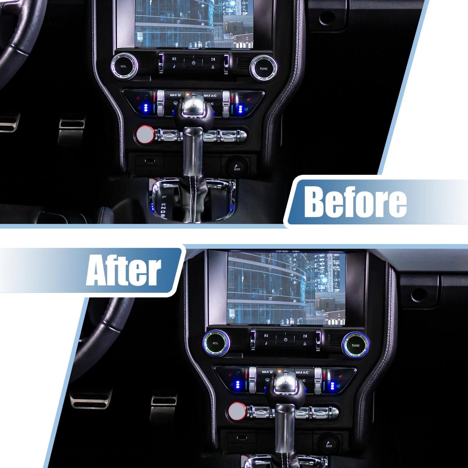 Set of 2 Headlight Volume Control Button Trim Covers for Ford Mustang 
