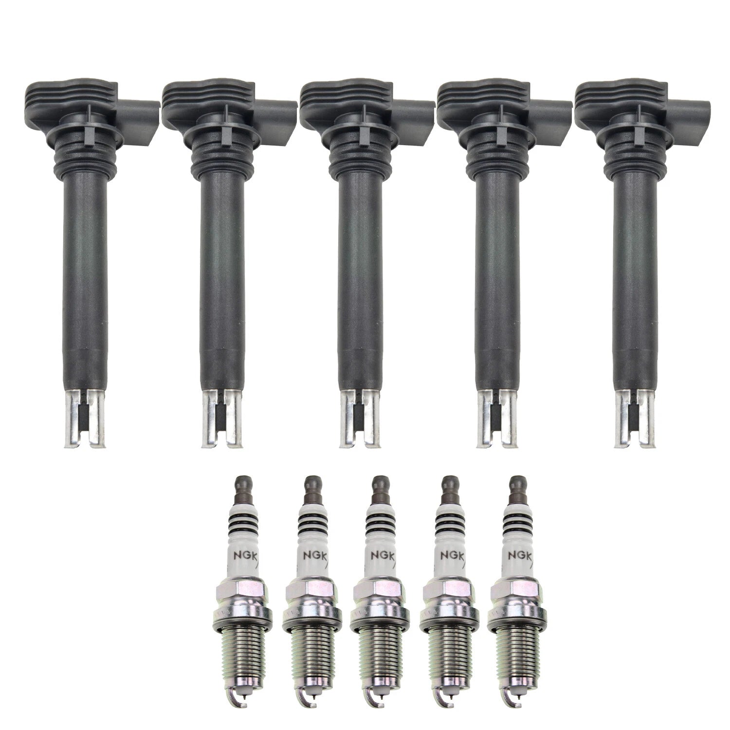Set of 5 Ignition Coils & NGK Iridium IX Spark Plugs for VW Beetle Golf Jetta (L5)