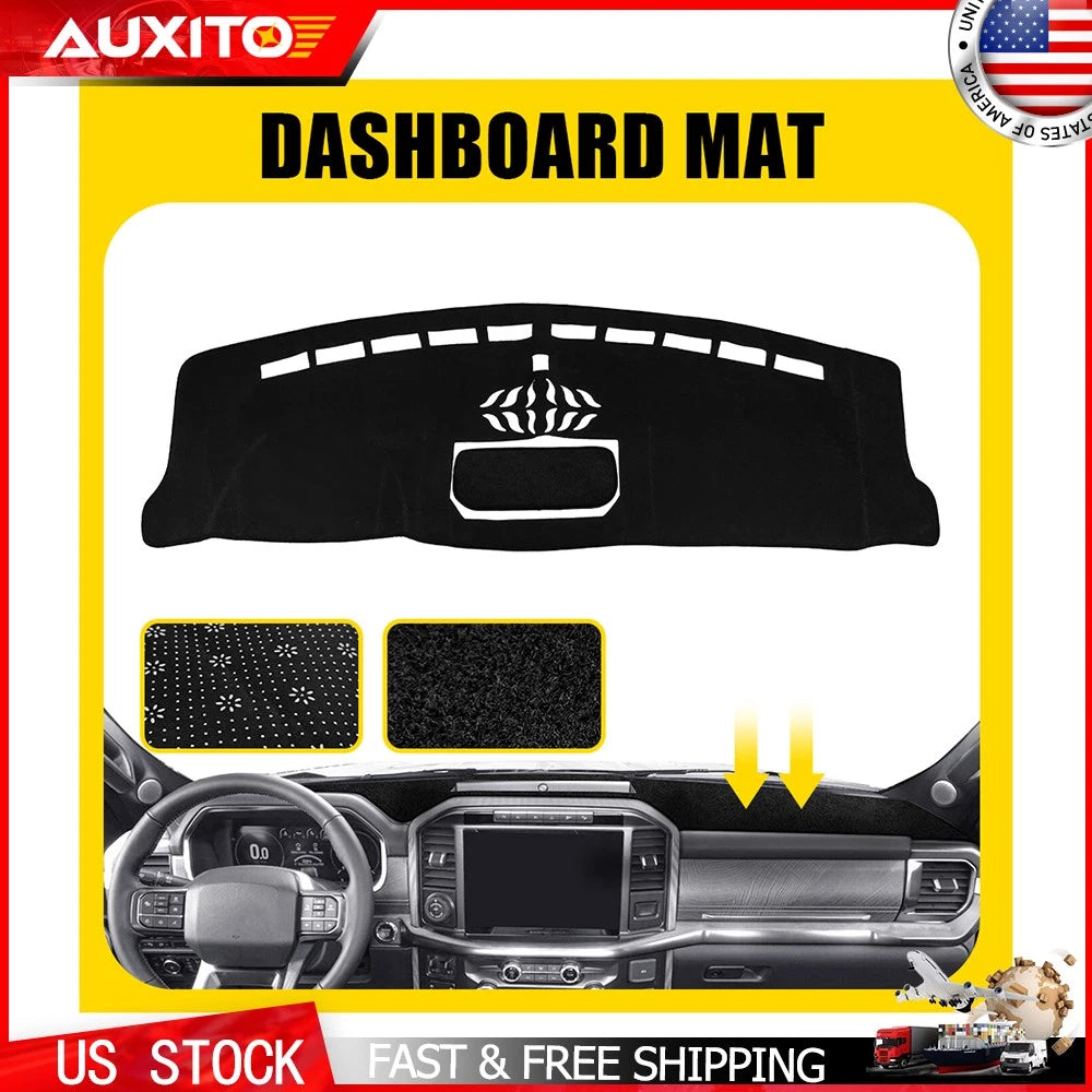 Dashboard Mat for Ford F150 (2021–2025) Black Sunshade Anti-UV Protector