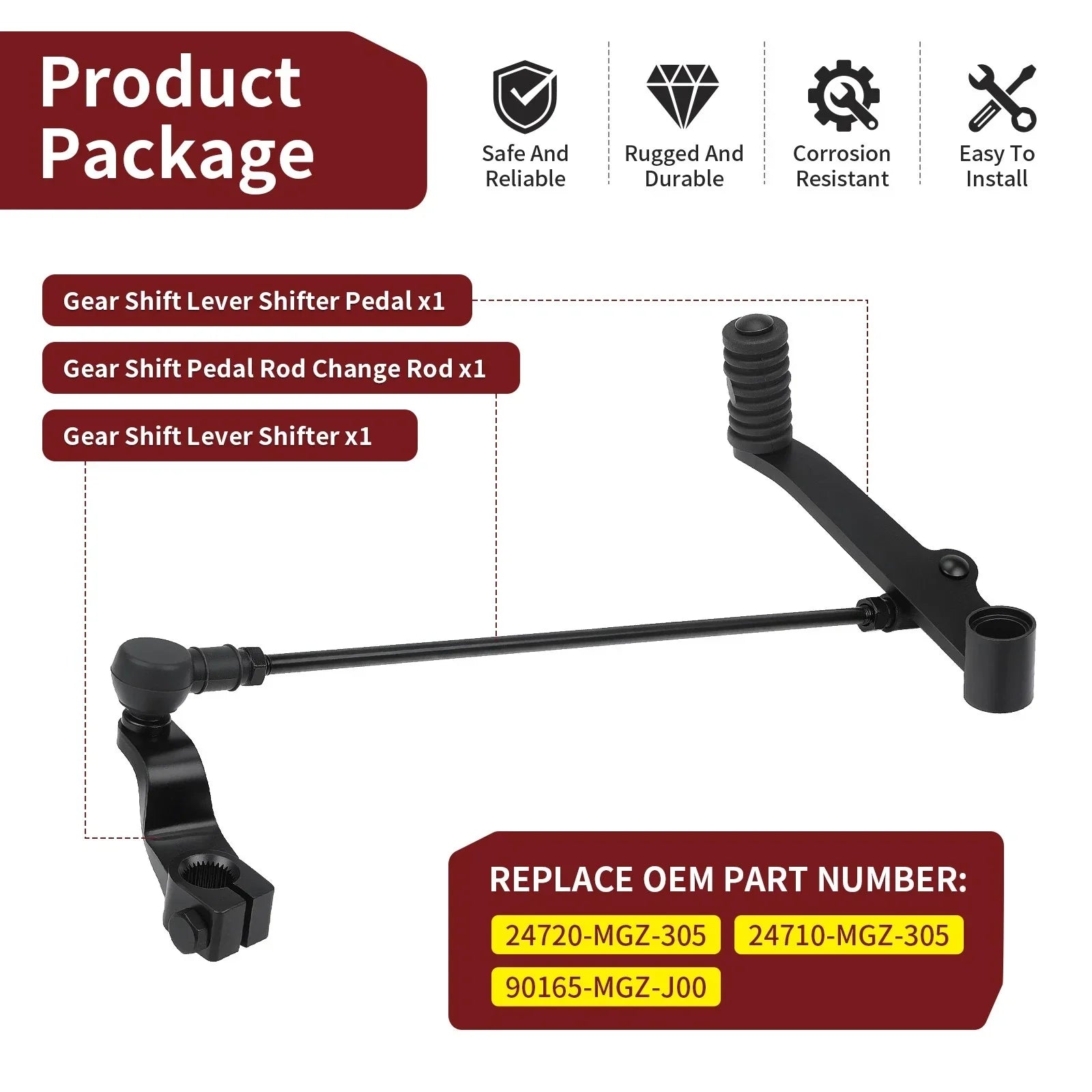 Gear Shift Lever Pedal W Change Rod Assembly for Honda CBR500R (2013–2023)
