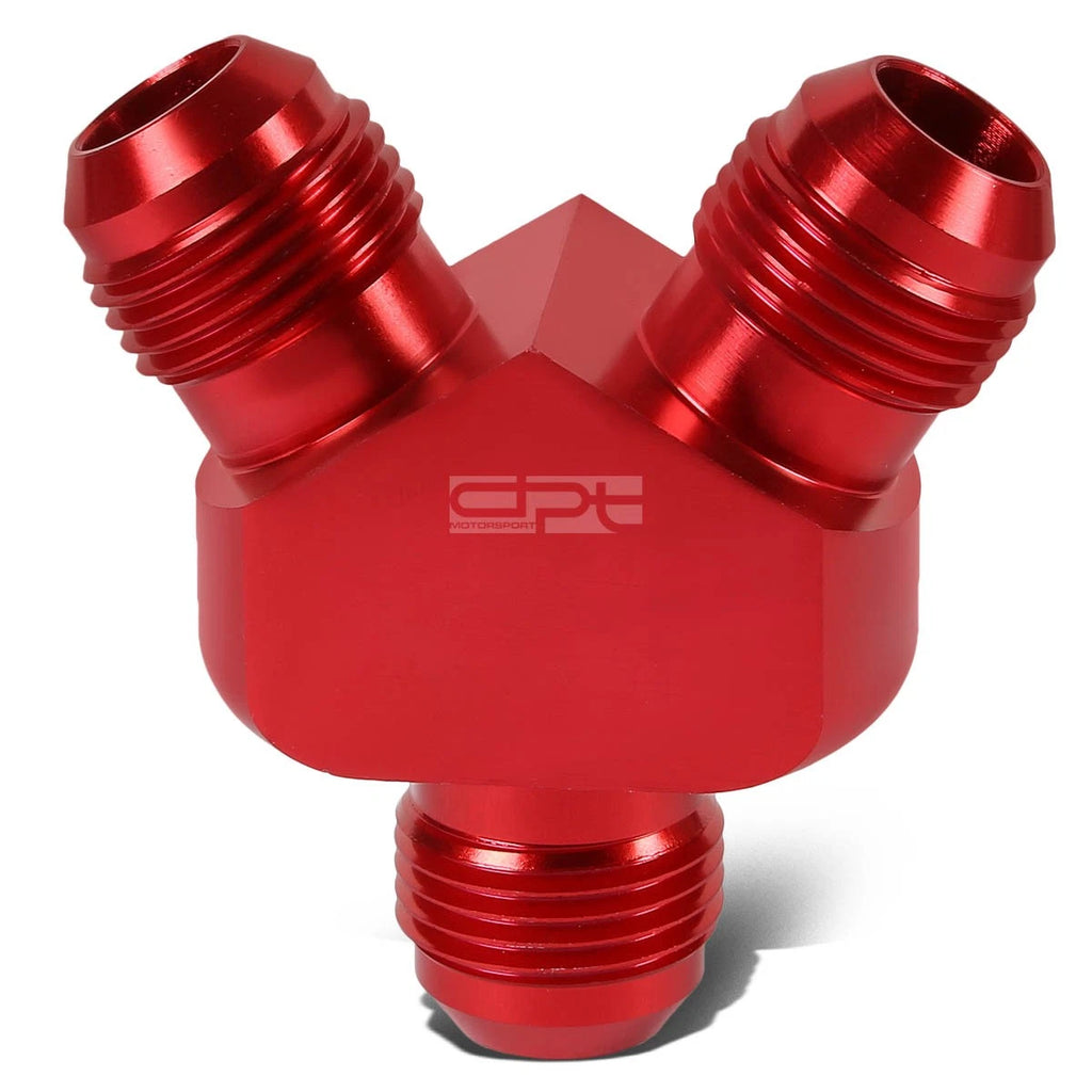 2X 10-AN Male Flare Y-Block Splitter Adapter 8-AN Red Anodize Reducer Fitting